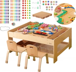 Masterkidz houten educatieve tafel met STEM-accessoires en 563 bouwstenen