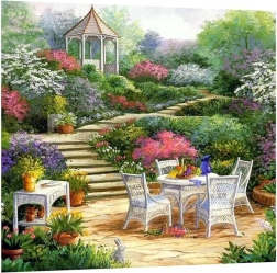 Diamond painting Ontbijt bij het prieel 30 × 40 cm
