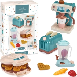 Kinderkeukenset met broodrooster, koffiezetapparaat, wafelijzer en mixer ECOIFFIER Vert Azur – 15 delig