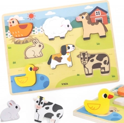 Viga houten puzzel Montessori Boerderij 2-in-1