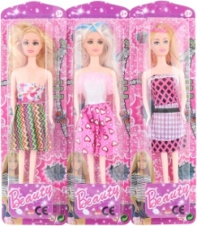 Pop in kleurrijke jurk 28 cm