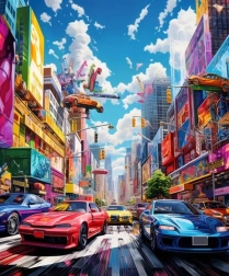 Diamond painting kleurrijke stad 30 × 40 cm