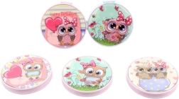 Pocket dubbel spiegeltje met uiltjes 7 cm