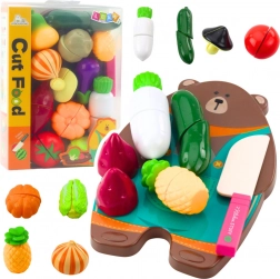 Kinder set om groenten te snijden met plank en mes