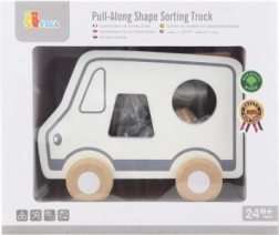 Houten trekspeeltje en vormenstoof vrachtwagen