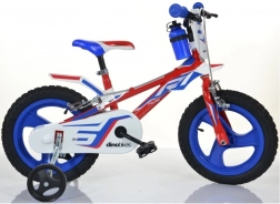 Kinderfiets Dino rood-blauw-wit 14 inch