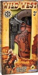Metalen cowboyrevolver met holster voor 8 patronen Gonher