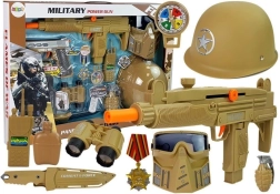 Militaire set voor kinderen met helm, masker, pistolen en granaat met geluid