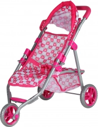 Woopie Royal driewielige poppenwagen hartjes roze