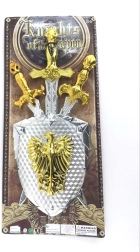 Set van zwaarden en schild in glanzende zilverkleurige uitvoering