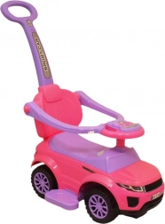 Baby Mix 3-in-1 loopauto/duwwagen met duwstang roze