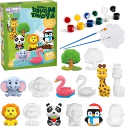 Woopie creatieve set met verf DIY – gipsafgietsels van dieren om in te kleuren