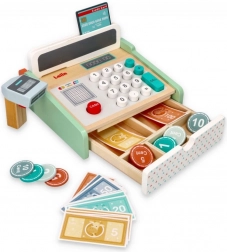 Pastelkleurige kassa - houten speelgoed