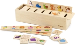 Houten educatieve sorter VIGA – dieren, fruit, groenten en vormen Montessori