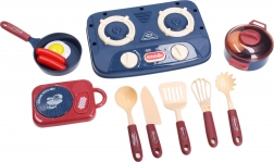 Keukenset met fornuis, servies en etenswaren