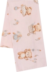 Flanellen babyluier met teddybeerprint roze NEW BABY
