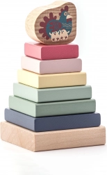 Cubika pastelgekleurde houten piramide met kip – puzzel met 8 delen