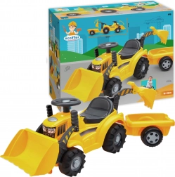 Ecoiffier tractor met gele aanhanger en verwisselbare schep – loopauto voor kinderen