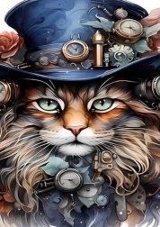 Diamond painting steampunk kat 30 × 40 cm