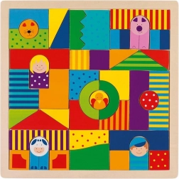 Houten mozaïek boerderij