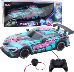 rc raceauto met afstandsbediening – groen met roze accenten