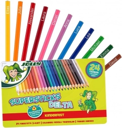Driehoekige kleurpotloden DELTA, 24 kleuren, metalen blik