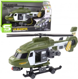 Militaire helikopter 1:16 met lichten, geluiden en haak met brancard