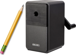 Handmatige puntenslijper met zwengel met opvangbak en instelbare slijping – zwart