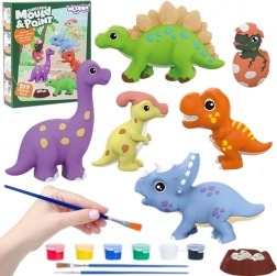 Woopie creatieve set met verven DIY – gipsafgietsels van dinosaurussen om in te kleuren