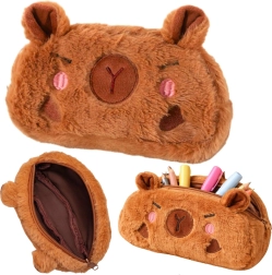 Pluchen etui capibara, enkelvoudig compartiment, bruin 19 × 10 cm