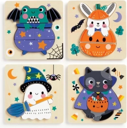 Mudpuppy houten Halloween-puzzels – set van 4 puzzels