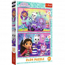Puzzel 2x24 Spelletjes met Gabby - Gabby’s Poppenhuis Tref 34433