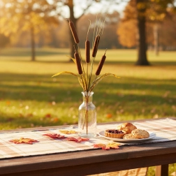 Herfstdecoratief riet in twee kleuren - 1 stuk