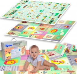 Opvouwbaar dubbelzijdig XPE-schuim speelkleed HUMBI 120 × 180 × 0,8 cm – diertjes en straatjes