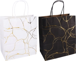 Cadeautas van kraftpapier met print M 15 × 21 × 8 cm