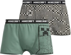 Minecraft jongensboxershorts groen-grijs (duopack 2 stuks)