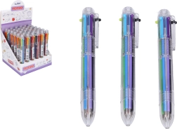 Pen met 6 kleuren transparant