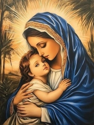 Diamant schilderen maagd maria met kind 30 × 40 cm