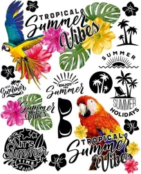 Zomerse strijkapplicaties – groot vel 20 × 30 cm