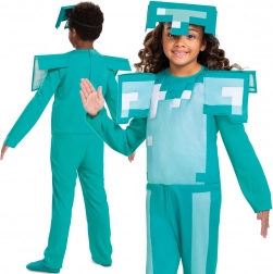 kostuum Minecraft diamanten harnas voor kinderen 127–136 cm (7–8 jaar)
