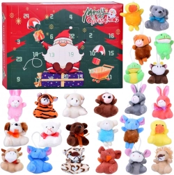 Kerst adventskalender met pluche diertjes – hangende mini ornamenten