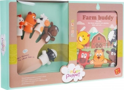 Set van 5 rubberen vingerpoppetjes met boerderijboekje, waterbestendig, 3+