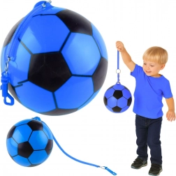 Rubberen bal met voetbalpatroon en elastische bevestiging, blauw 22 cm