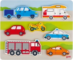 Houten inlegpuzzel vervoersmiddelen Goki