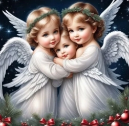 Diamond painting drie kleine engeltjes 30 × 40 cm