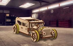 houten 3D-puzzel WOODEN CITY hot rod – mechanisch model 141 onderdelen