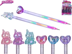 Glamour meerkleurige pen met hartjes- en eenhoornmotief