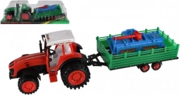 Tractor met aanhanger en frees, kunststof, 52 cm, met vliegwielaandrijving