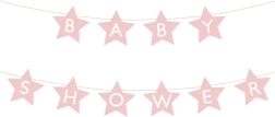 Babyshower-banner met sterretjes – Lichtroze