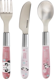 Metalen kinderbestek EXOTIC ANIMALS, 3-delig, roze